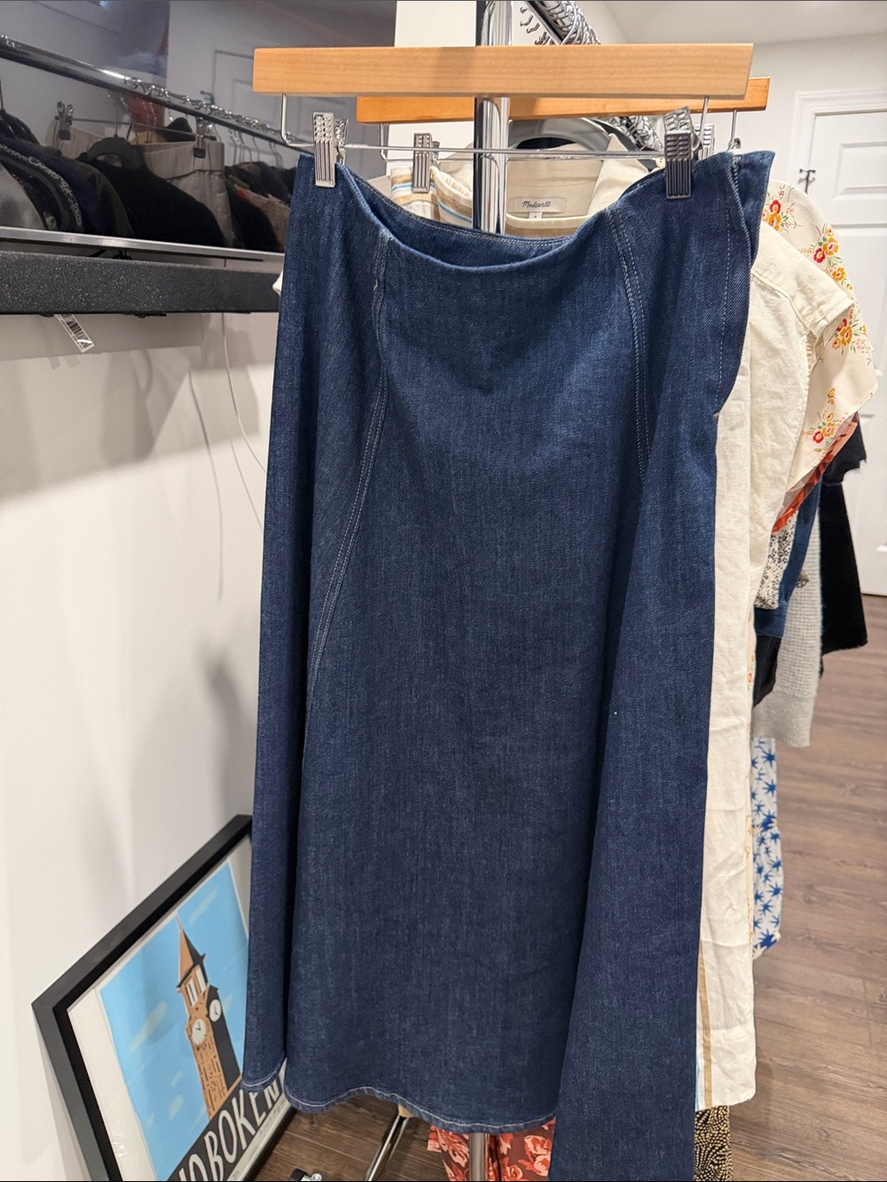 Women’s Dark Blue Denim A-Line Skirt - Flare & Wide Leg Style